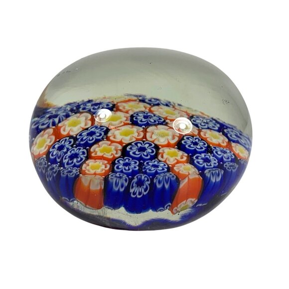 VTG Hand-crafted By Silvestri Millefiori Art Glass Paperweight FLAW 3" Diameter - Picture 2 of 9